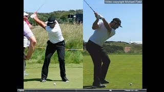 Jon Rahm golf swing  Long Iron faceon amp downtheline July 2017 [upl. by Westbrooke]