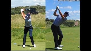 Justin Thomas golf swing  Long Iron faceon amp downtheline July 2017 [upl. by Duncan]