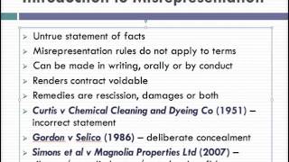 Misrepresentation Lecture 1 of 4 [upl. by Lillis]